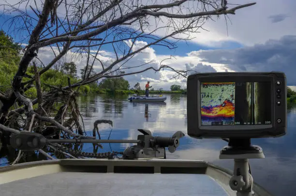 Photo of Fishfinder, echolot, fishing sonar at the boat