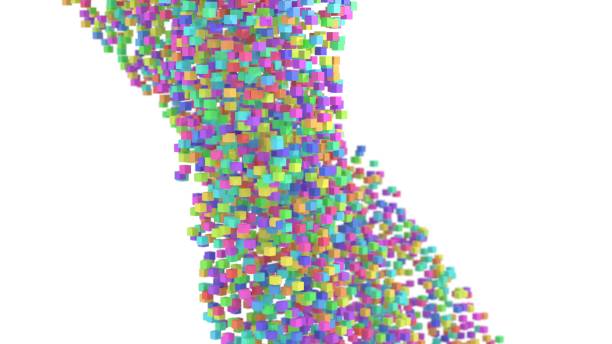 istock Abstract colorful cubes flow 3d illustration 879538226