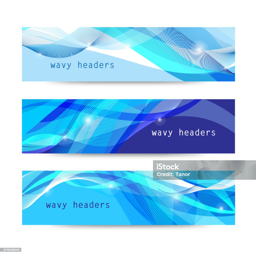 Weavy Header Vector Set Of Abstract Blue Wavy Headers Stock Illustration - Download ...
