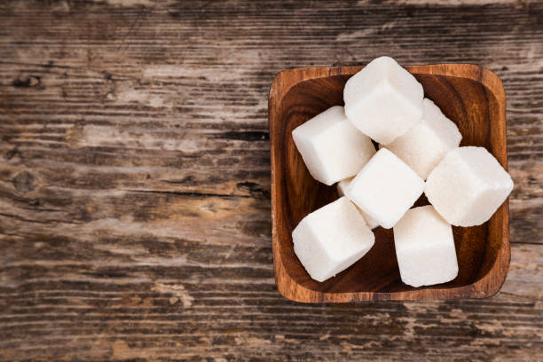 istock Bowl with cubes of white sugar 879557206