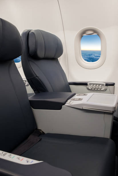 istock Empty business class seats in an airplane 879573812