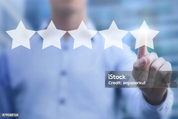 Rating Online Concept 5 Stars Review Positive Feedback Stock Photo - Download Image Now