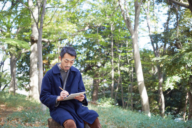 istock young man sketching in the woods lit with sunshine 879588324