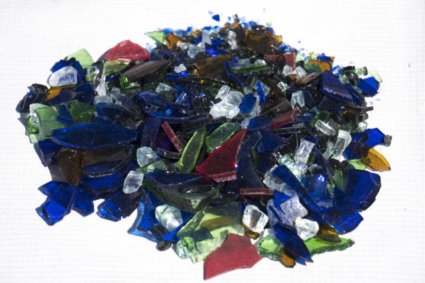 istock Broken glass many color pieces isolated on white 879591318