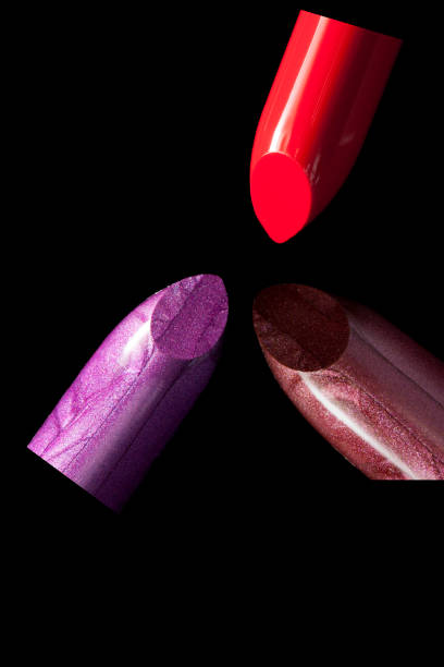 istock Red classic lipstick on a black background 879595554
