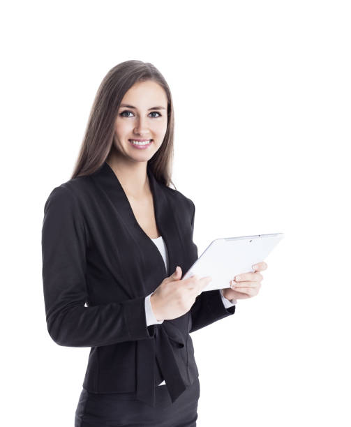 istock Young, attractive, successful business lady, exploring cooperation using the tablet 879598340