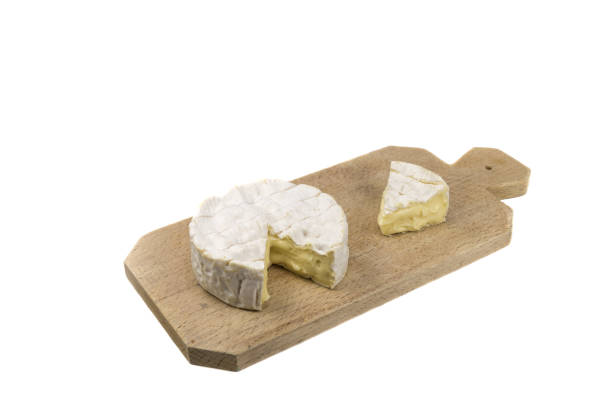 istock Fresh Camembert cheese natural on white background 879609190