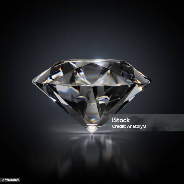 Diamond On A Black Background Stock Photo - Download Image Now - Diamond - Gemstone, Crystal, Three Dimensional