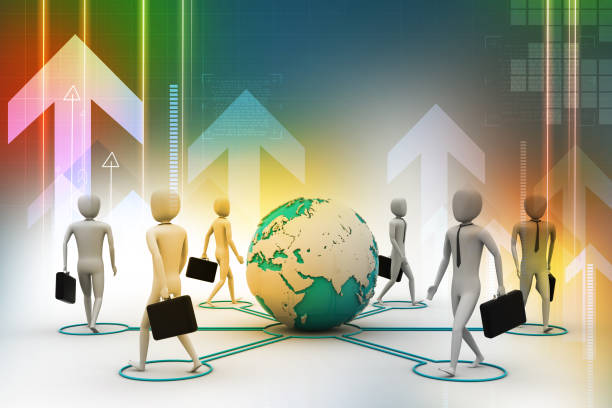 istock 3d businessman persons with Globe Earth 879619060
