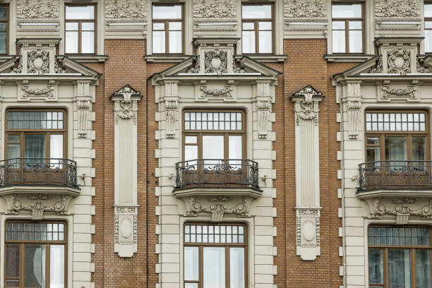 Washington, D.C., USA - August 16, 2024: Unique architecture on a luxury condominium building in the Kalorama section of the District of Columbia.