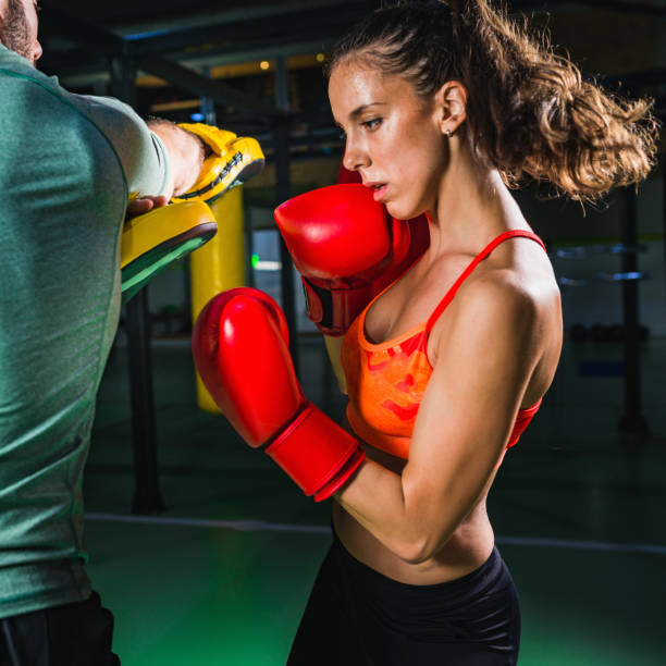 Boxercise, recreational boxing lessons Boxercise, recreational boxing lessons boxercise stock pictures, royalty-free photos & images