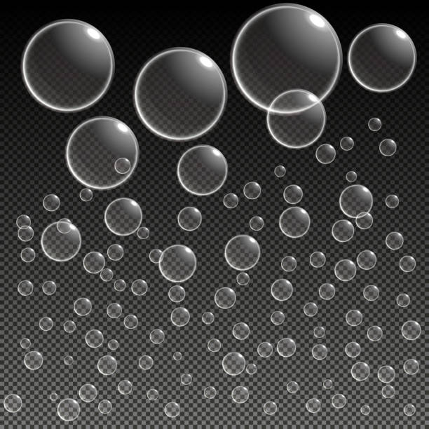 ilustrações, clipart, desenhos animados e ícones de bolhas de ar modelo subaquático em fundo transparente vector - drop set water vector