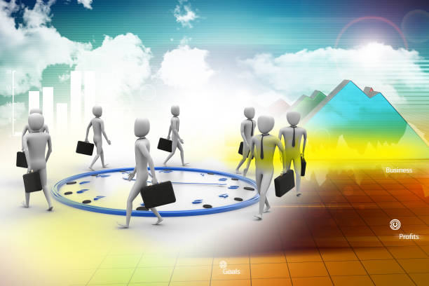 istock Business man walk around the clock 879640744