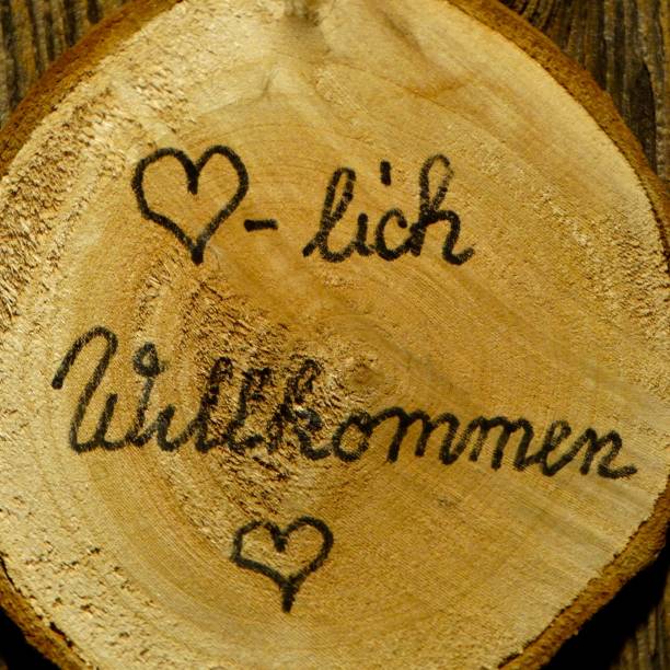 istock Welcome Greetings printed in wood 879645724