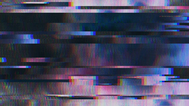 design unico abstract digital pixel noise glitch error video damage - distorted foto e immagini stock