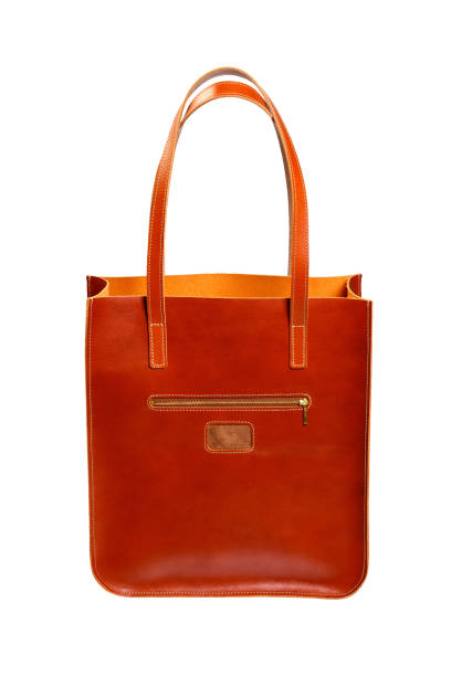 istock Woman brown leather bag isolated white background 879656556