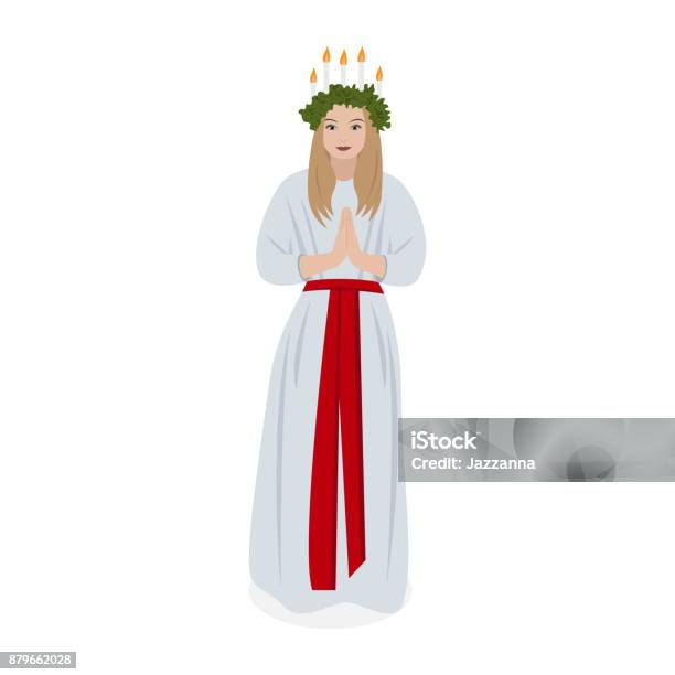 Scandinavian Tradition Saint Lucys Stock Illustration - Download Image Now - Day, Sweden, Adult
