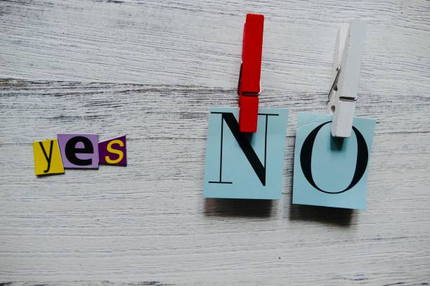 istock Words yes and no lying on wooden background 879669386