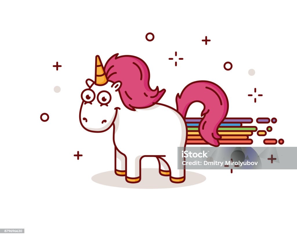 Happy unicorn vector illustration Unicorn with pink mane and rainbow vector illustration Unicorn stock vector