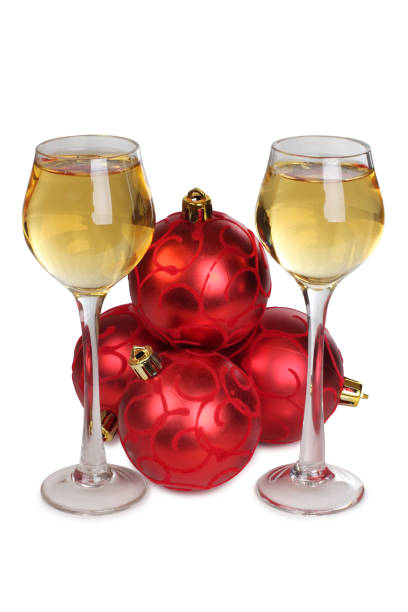 istock Christmas ballc and wineglasses 879696856