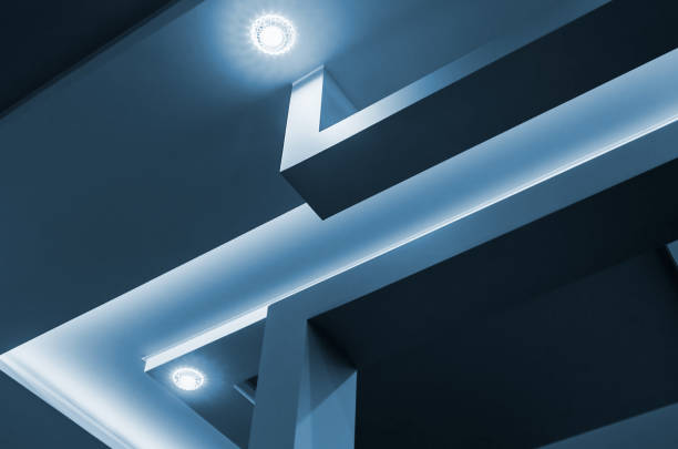 istock modern interior room with tiered ceilings and partitions 879702252