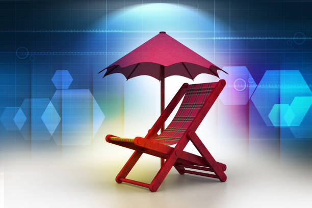 istock chair covered by umbrella 879709382