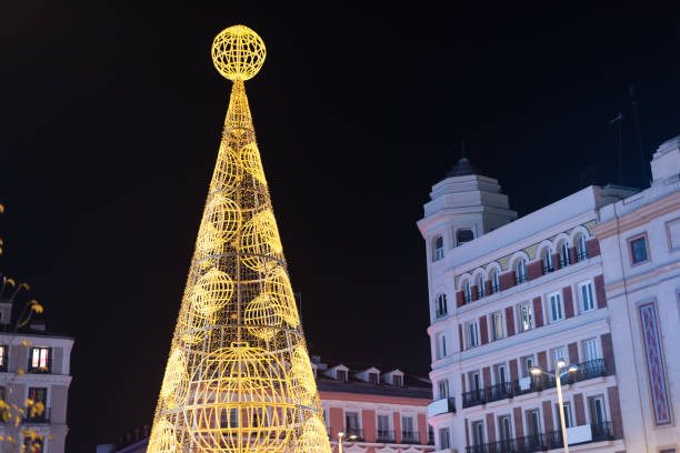 istock Christmas decorations in Madrid by night 879714328