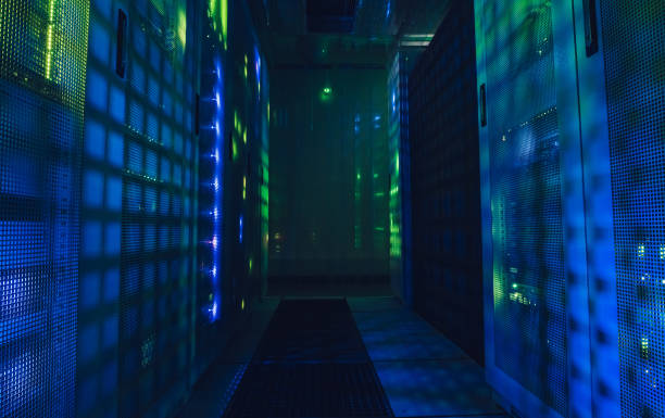 istock Fantastic view of the mainframe in the data center rows. 879723234