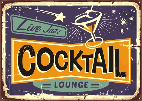Cocktail lounge retro sign design