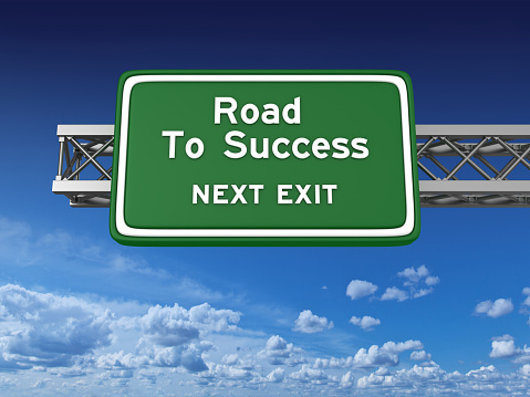 Road To Success Highway Sign - 3D Rendering
