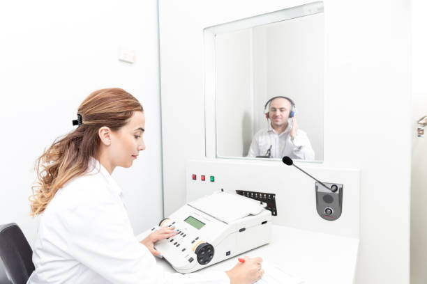 Hearing Test Hearing Test audiologist stock pictures, royalty-free photos & images