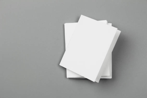 istock Blank portrait mock-up paper. brochure magazine isolated on gray, changeable background / white paper isolated on gray 879759990