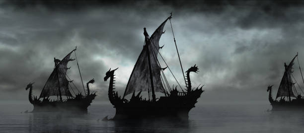 istock Fantasy boats in the fog 879765564