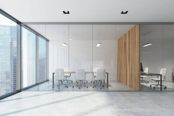 istock White and wooden meeting room 879765656