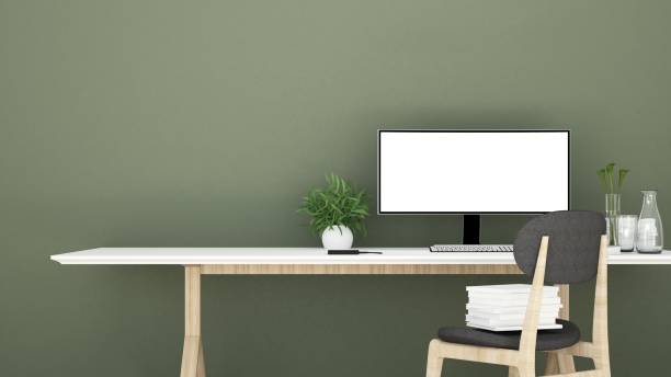 istock 3D Rendering minimal style Interior minimal work space or living room and wall decorate in hotel 879766442