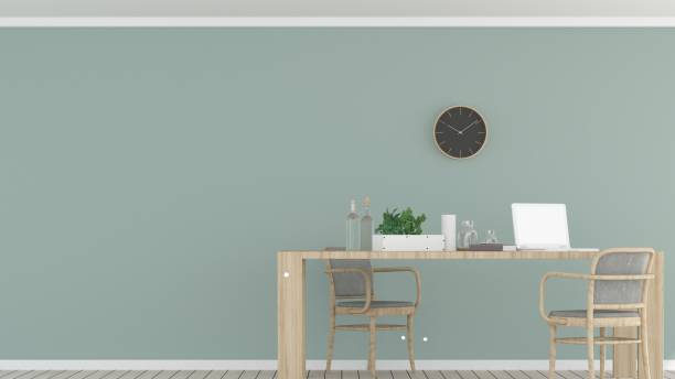 istock 3D Rendering Interior minimal coffee shop or living room and wall decorate 879766558