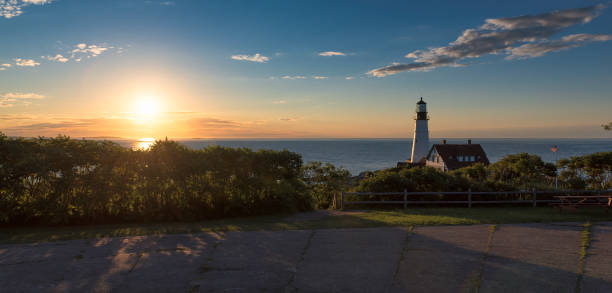 istock Panorama of Portland Head Lighthouse at sunrise 879773376
