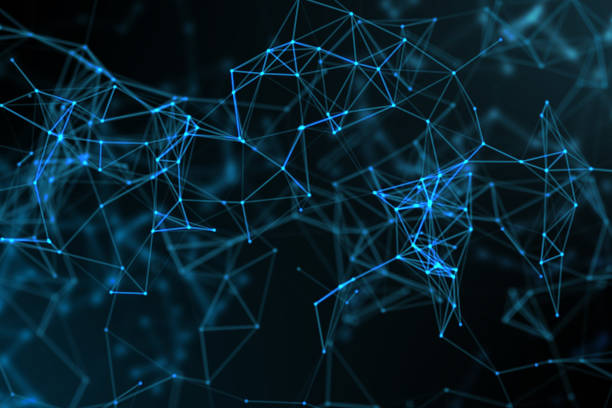istock abstract blue geometrical plexus on black background with lines 879773684