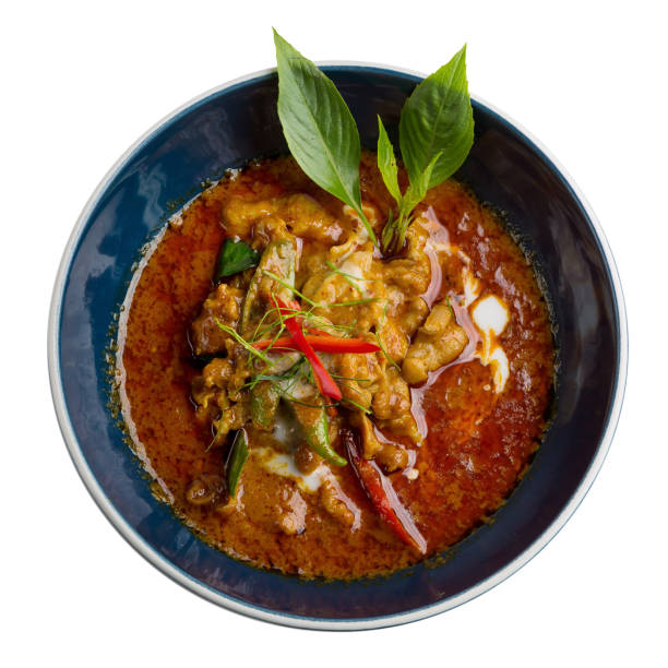 istock Panaeng curry with pork isolated on white background 879773864