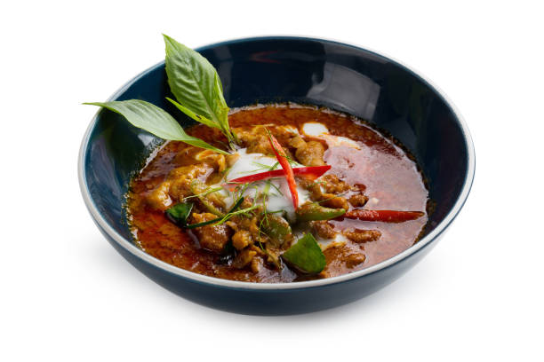 istock Panaeng curry with pork isolated on white background 879773928