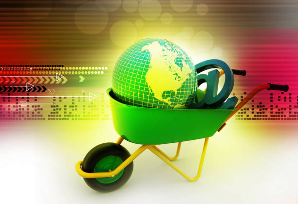 istock Wheelbarrow carrying earth and email sign 879780734