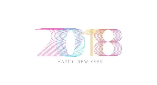 Vector illustration of Happy New Year 2018 colorful background for your Christmas