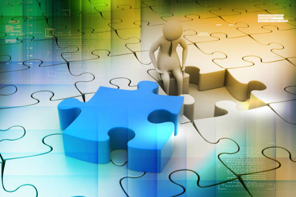 istock 3d business man with puzzle piece 879783952