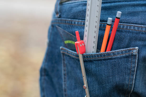 matite, bussola e strumenti di misura - paperwork house work tool pencil foto e immagini stock