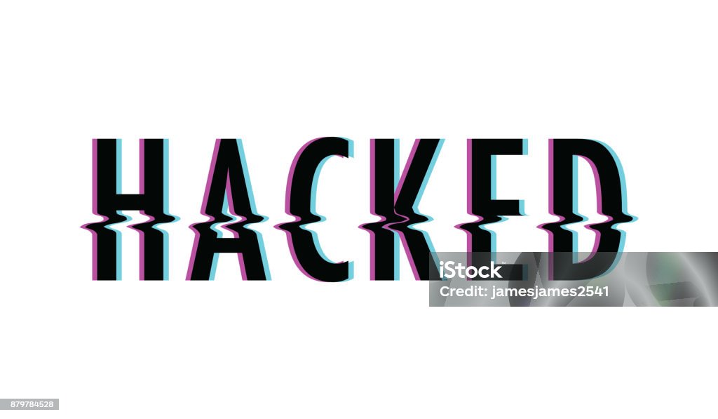 hacked glitch text Computer Crime stock vector