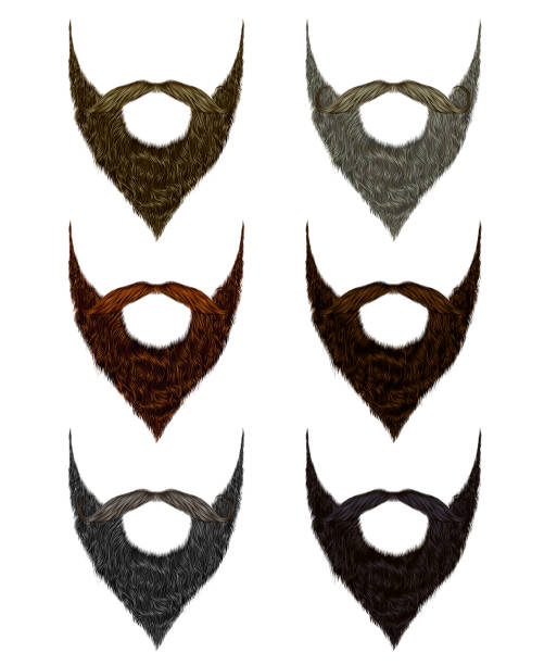 set long  beard and mustache different colors.fashion beauty style . set long  beard and mustache different colors. long beard stock illustrations