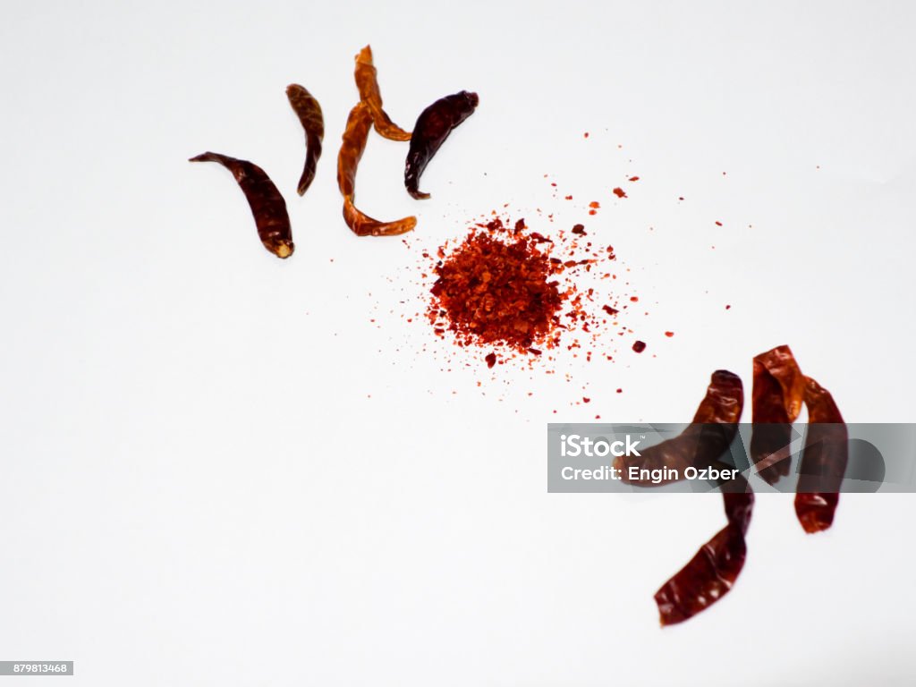 Chilli, Red Pepper Flakes and Chilli Powder Abstract Stock Photo