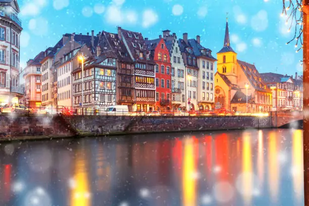 Photo of Christmas embankment in Strasbourg, Alsace