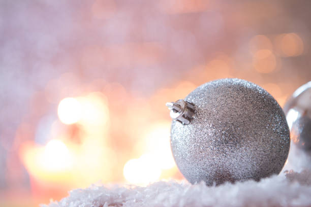 istock Christmas decoration - Christmas balls against blurred colored background 879828638