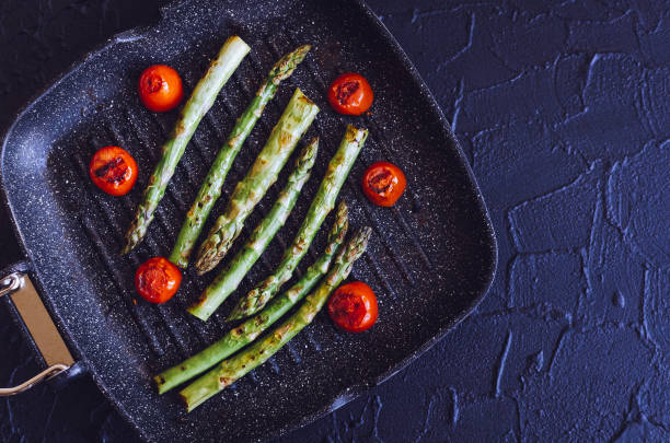 Grilled green asparagus